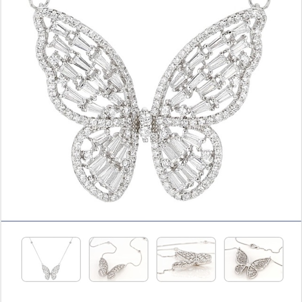 Bella Luce
White Cubic Zirconia Rhodium Over Sterling Silver Butterfly Necklace